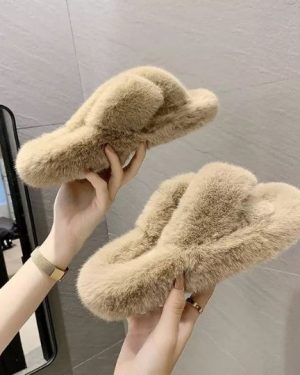 Open Toe Faux Fur Mules