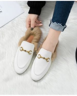 Fluffy Mules with Natural Fur