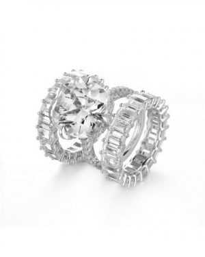 Croft Cushion Diamond Emerald Cut Ring Set