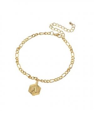 Gold Anklet with Letter Pendants