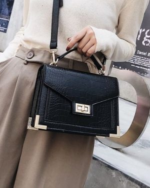 Small Square Crossbody Bag with Crocodile Pattern